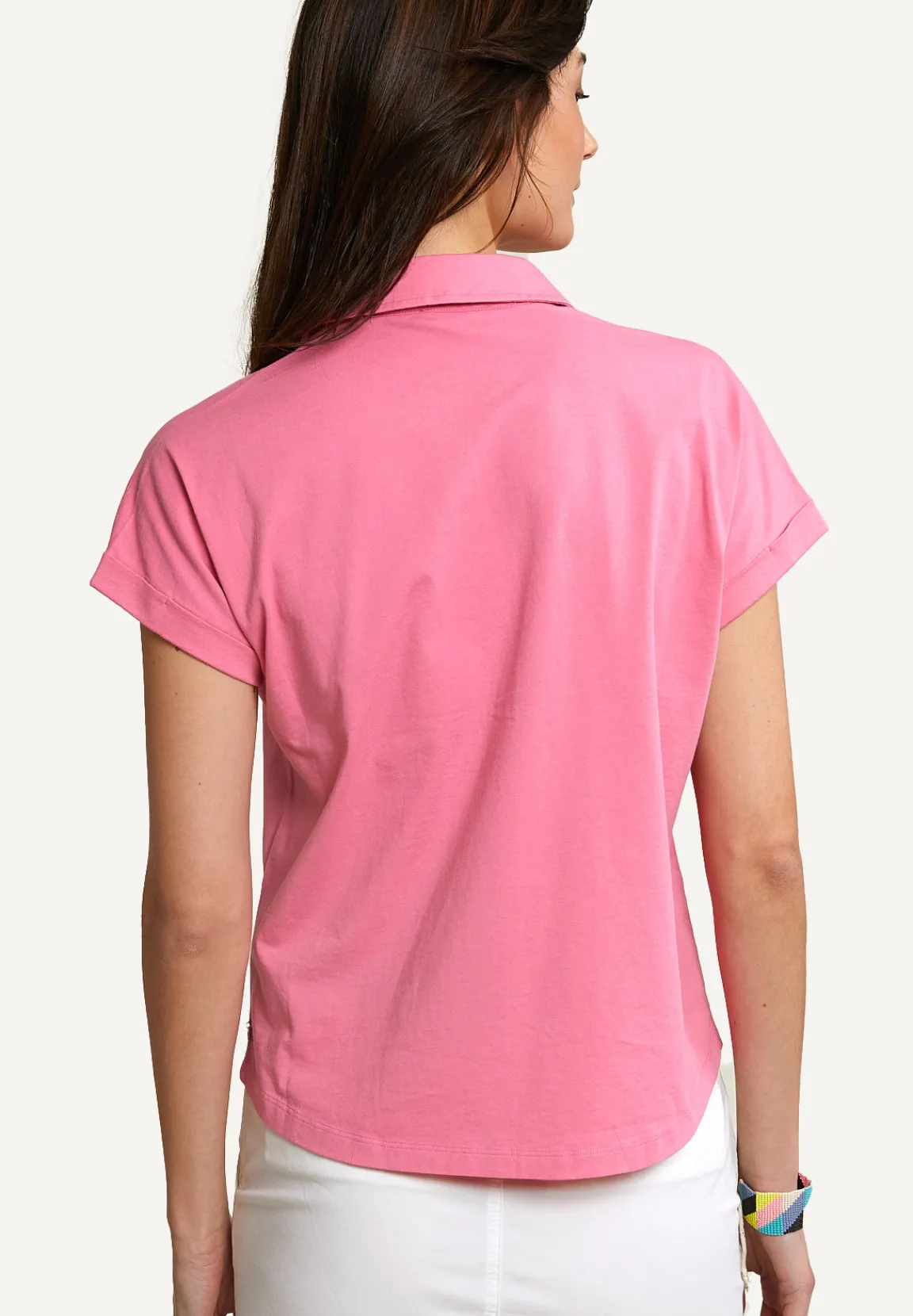 Clearance River Woods Katoenen V-hals polo T-shirt korte mouwen roze -