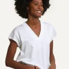Hot River Woods Katoenen V-hals T-shirt écru -