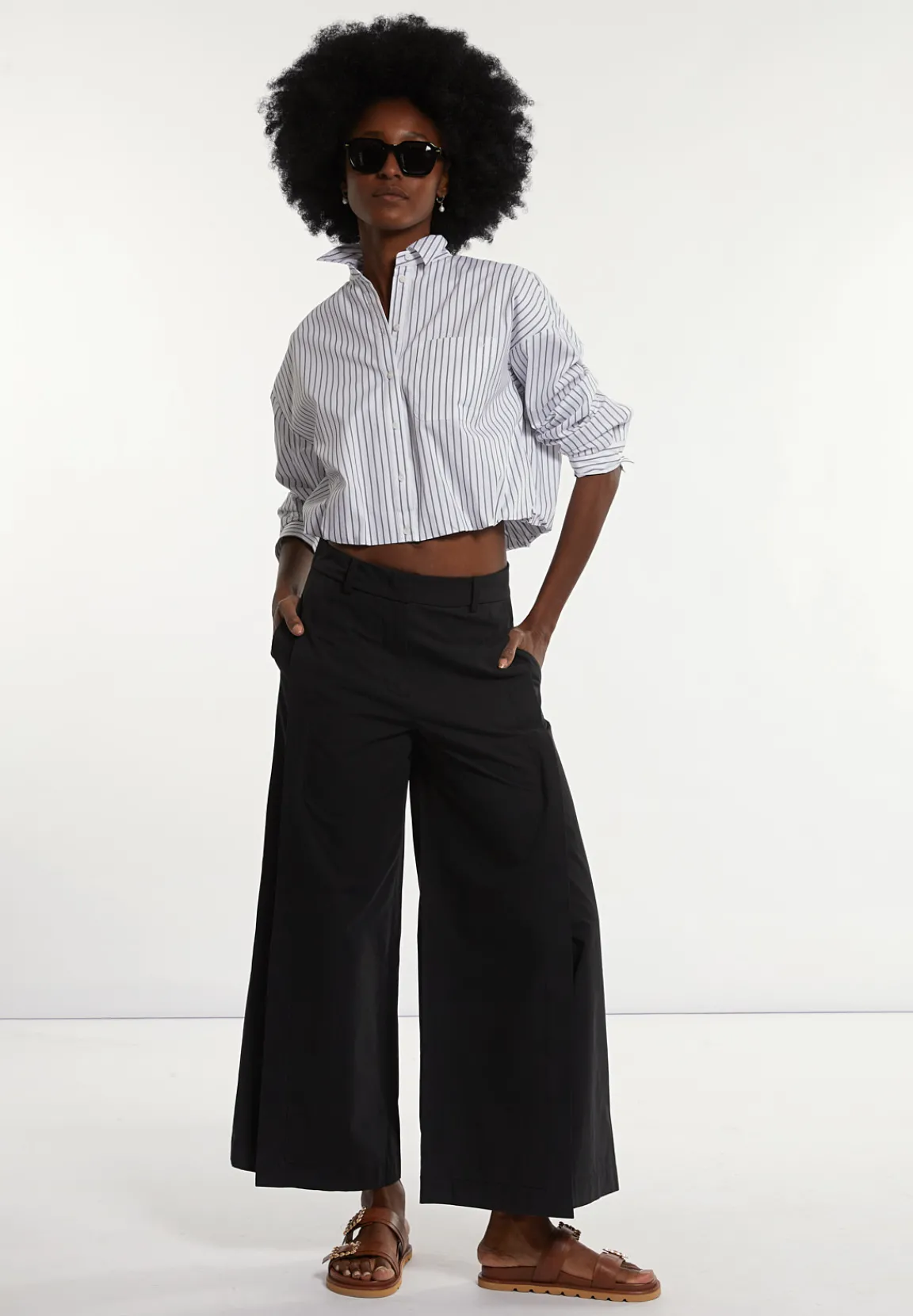 Hot River Woods Katoenen wijde broek zwart -
