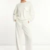 Fashion River Woods Katoenen wijde fleecebroek écru -