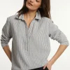 Hot River Woods Katoenen wijde gestreepte blouse zwart/wit -