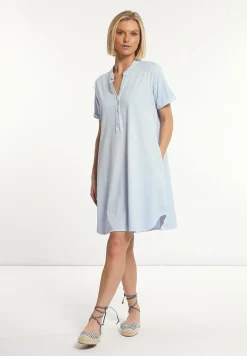 Best River Woods Katoenen wijde jurk ronde hals blauw -