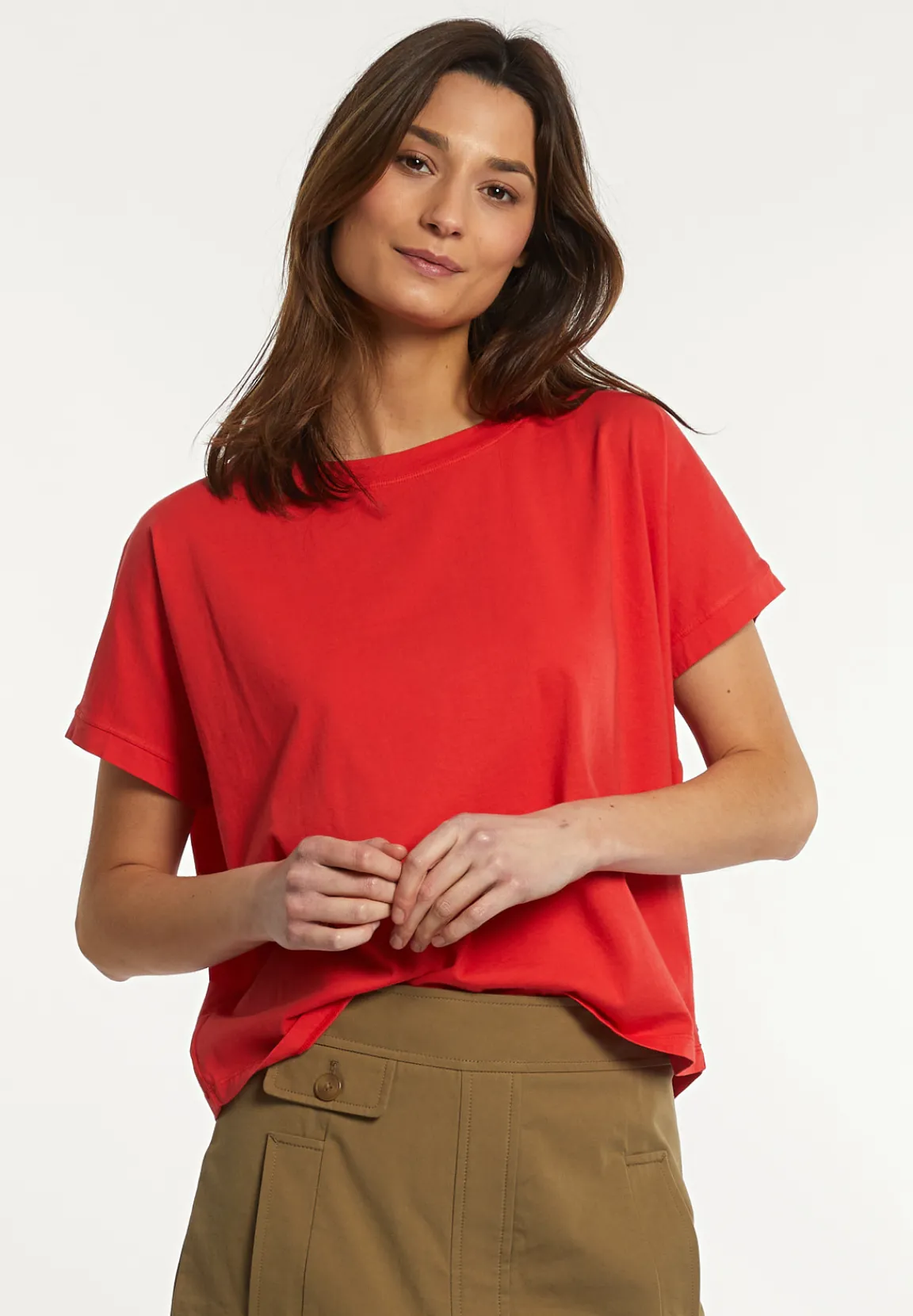 Best River Woods Katoenen wijde mouwloze T-shirt rood -