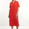 Outlet River Woods Katoenen wijde éponge polojurk korte mouwen rood -