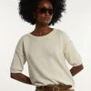 Online River Woods Katoenen wijde trui korte mouwen beige -