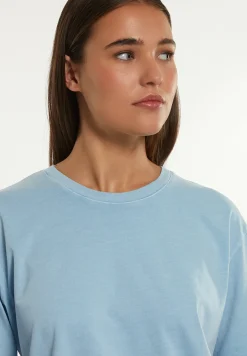 Hot River Woods Katoenen wijde T-shirt ronde hals korte mouwen blauw -