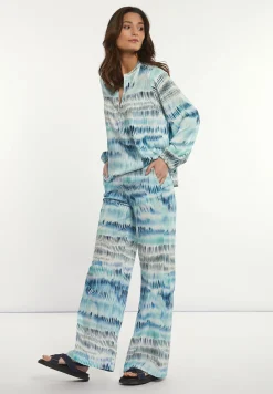 Sale River Woods Katoenen wijde V-hals fantasieblouse blauw -