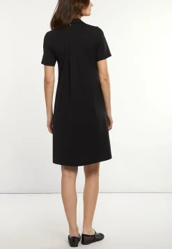 Fashion River Woods Katoenen wijde V-hals jurk zwart -