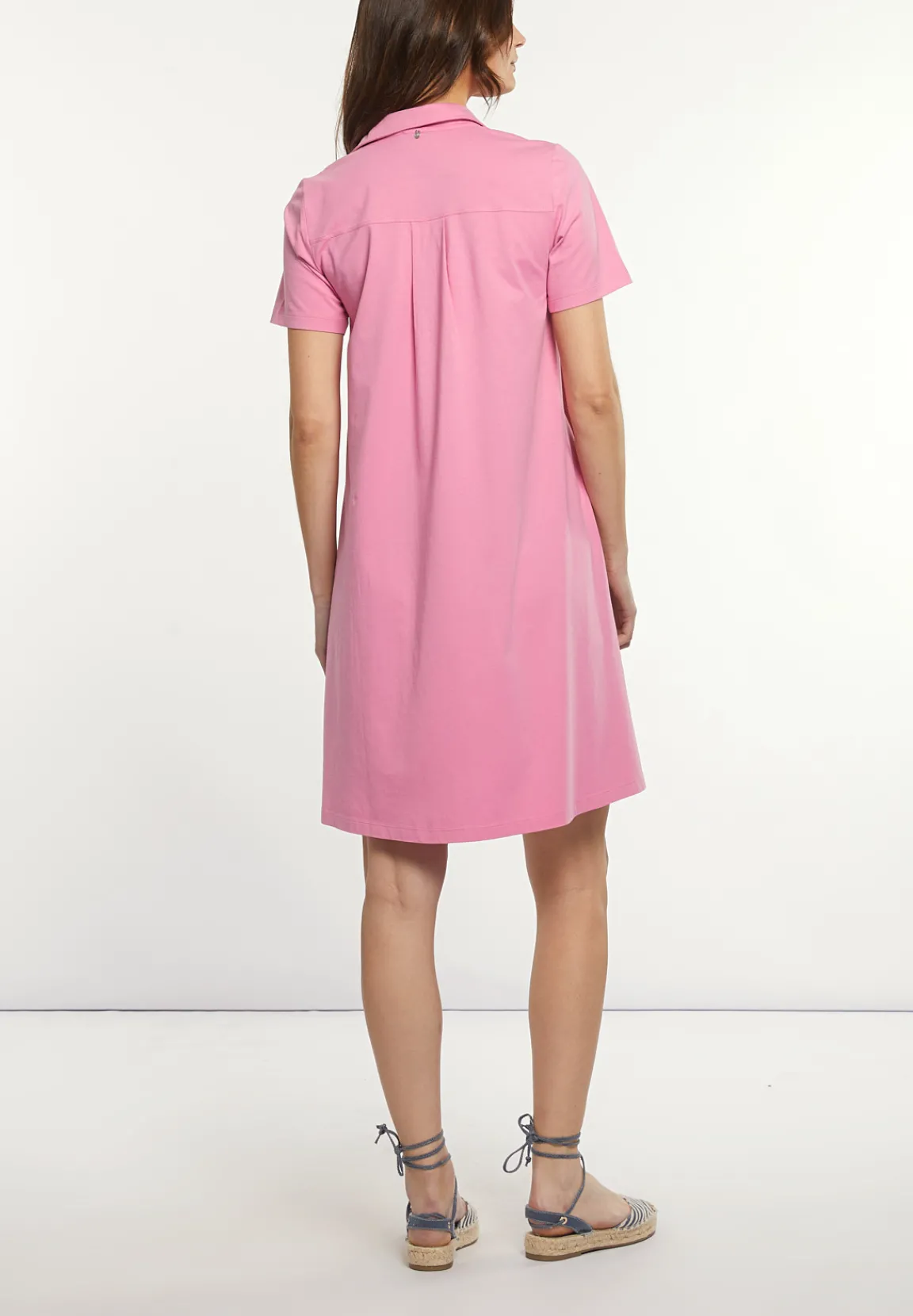 Discount River Woods Katoenen wijde V-hals jurk roze -