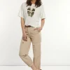 Online River Woods Katoen-linnen broek opgestikte zakken beige -