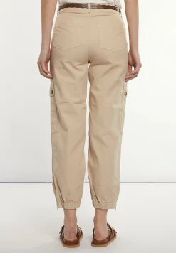 Online River Woods Katoen-linnen broek opgestikte zakken beige -