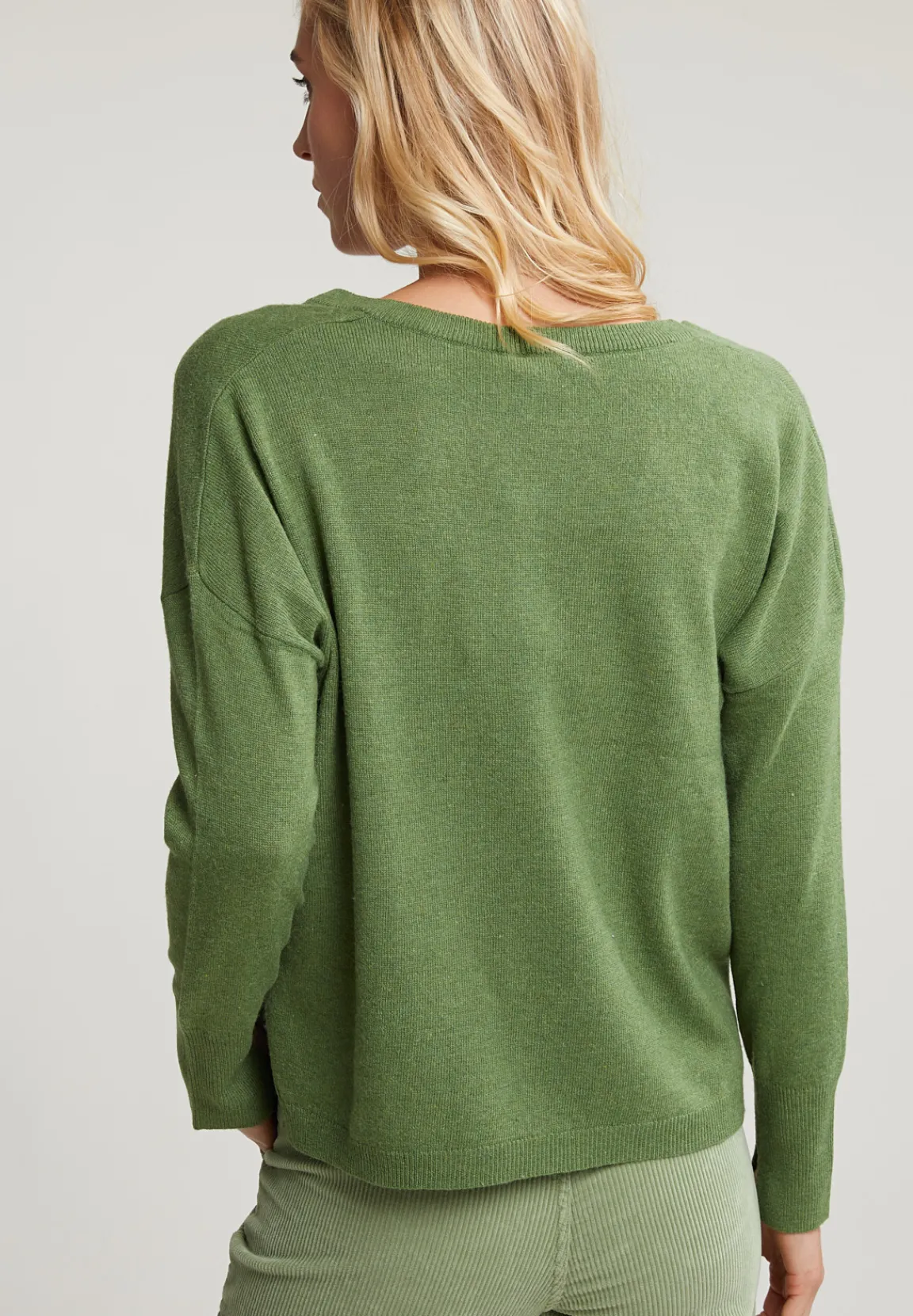 Discount River Woods Khaki basic V-hals trui lange mouwen -