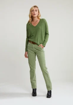 Discount River Woods Khaki basic V-hals trui lange mouwen -