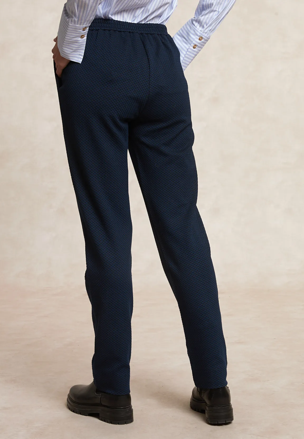 Discount River Woods Klassieke broek visgraat patroon blauw -