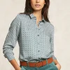 New River Woods Klassieke fantasieblouse groen/écru -