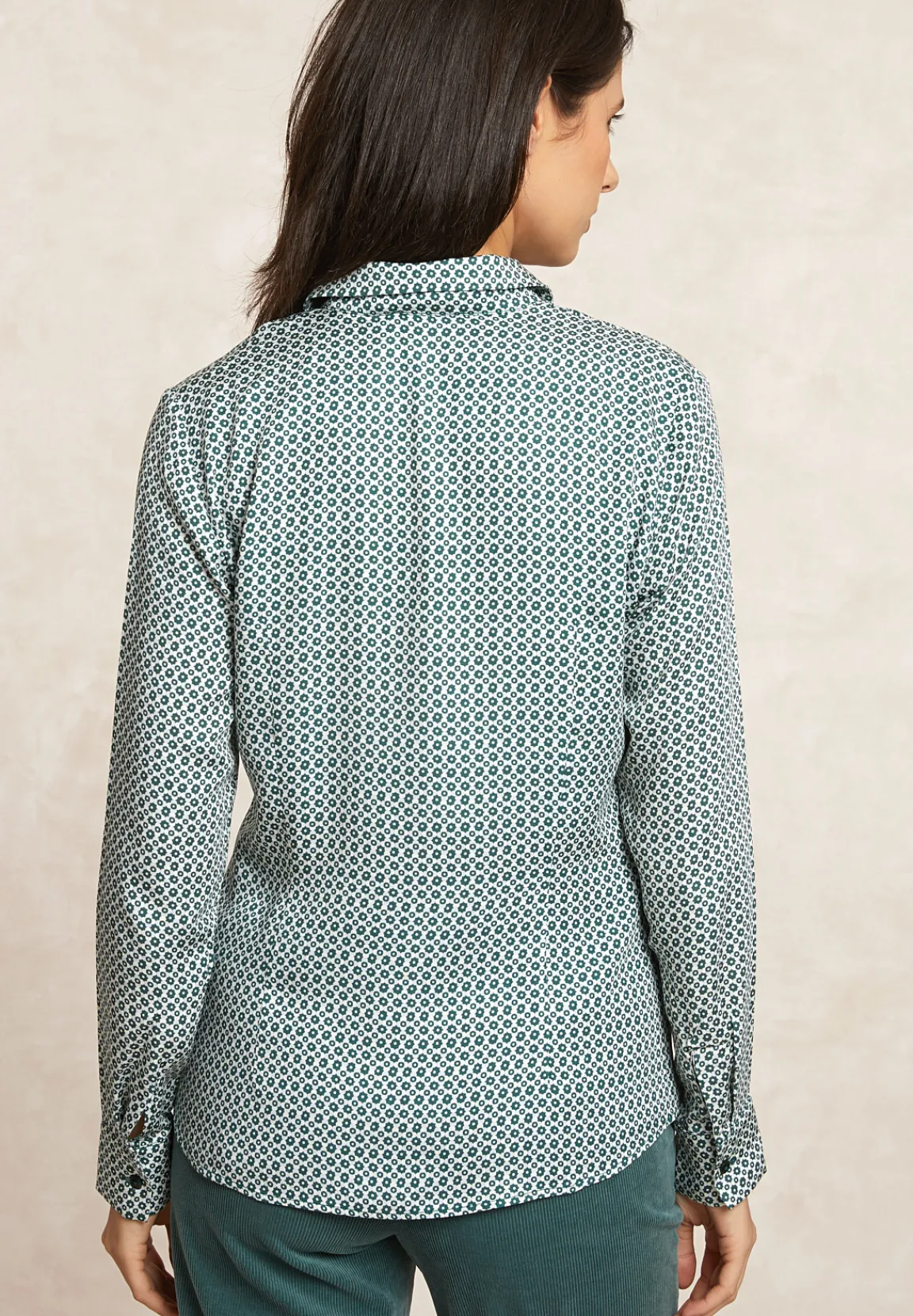New River Woods Klassieke fantasieblouse groen/écru -
