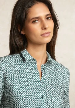New River Woods Klassieke fantasieblouse groen/écru -