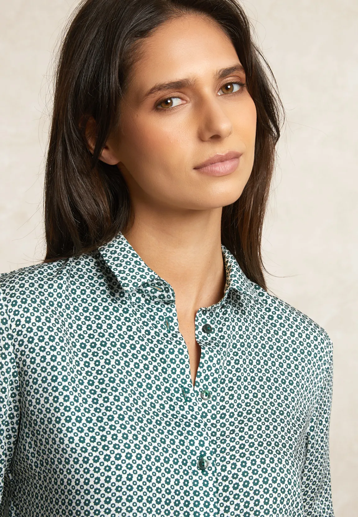 New River Woods Klassieke fantasieblouse groen/écru -