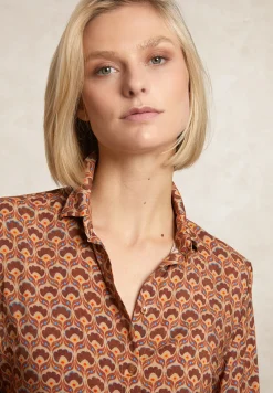 Best River Woods Klassieke fantasieblouse bruin/oranje -