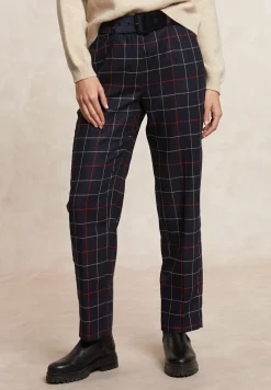 Outlet River Woods Klassieke geruite 7/8 broek blauw/rood -
