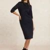 Hot River Woods Klassieke milano jurk elleboogmouwen navy -