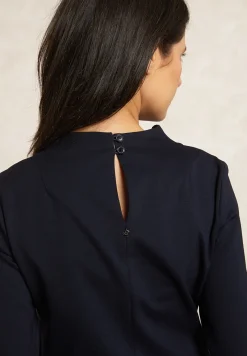 Hot River Woods Klassieke milano jurk elleboogmouwen navy -