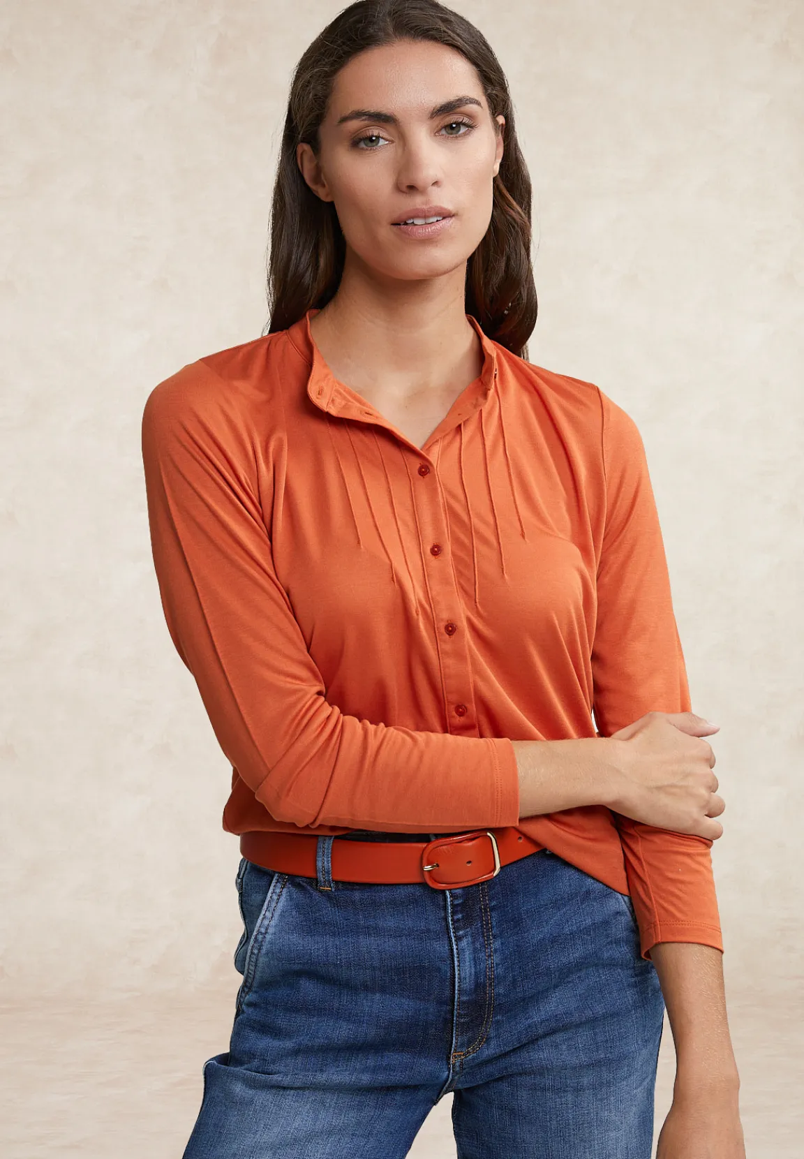 Hot River Woods Klassieke T-shirt lange mouwen oranje -