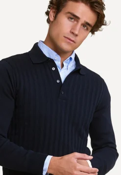 Outlet River Woods Klassieke V-hals polotrui dark navy -