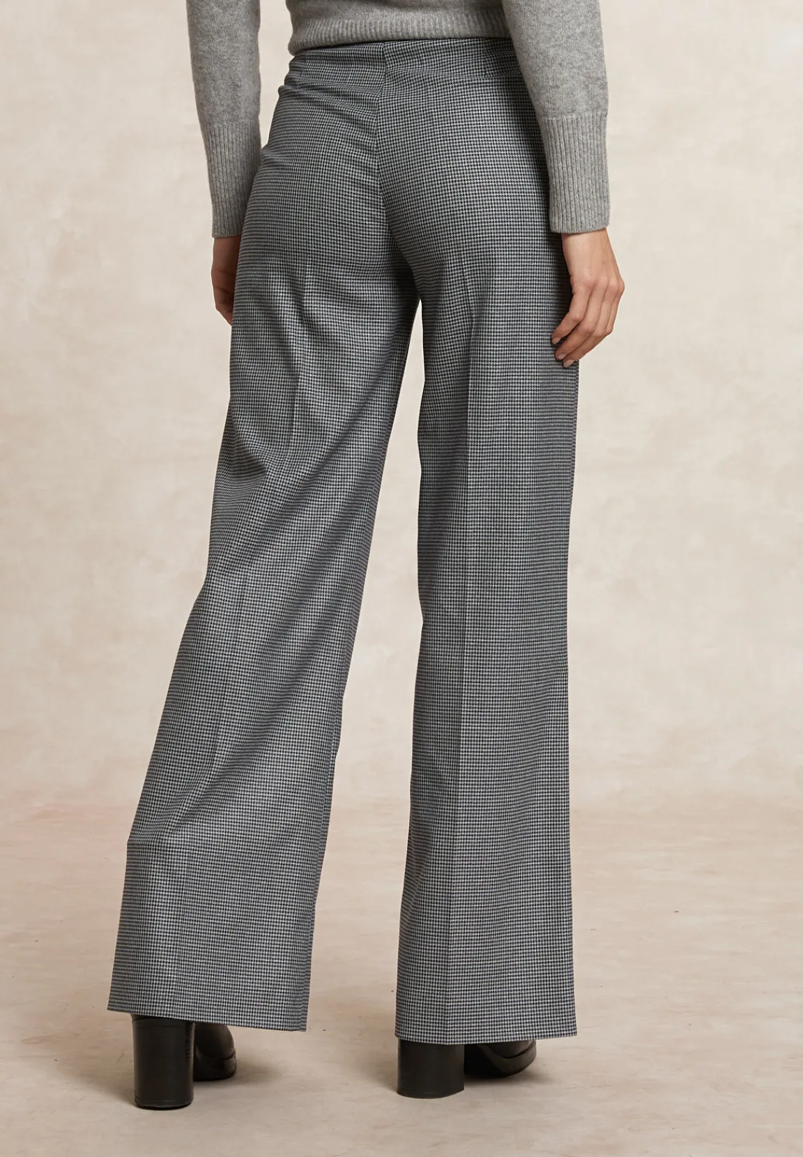 Hot River Woods Klassieke wijde geruite broek elastische taille grijs -