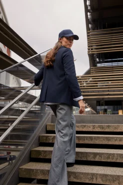 Hot River Woods Klassieke wijde geruite broek elastische taille grijs -