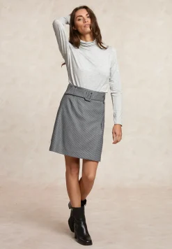 Clearance River Woods Korte geruite rok met riem grijs -