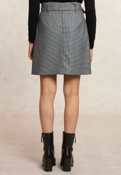 Clearance River Woods Korte geruite rok met riem grijs -