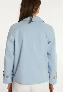 Fashion River Woods Korte katoenen trenchcoat blauw -