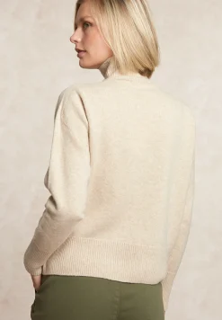 Best River Woods Lamswollen trui opstaande kraag beige -