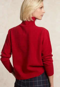 Outlet River Woods Lamswollen trui opstaande kraag rood -