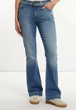 Best River Woods Lange flared jeansbroek blauw -