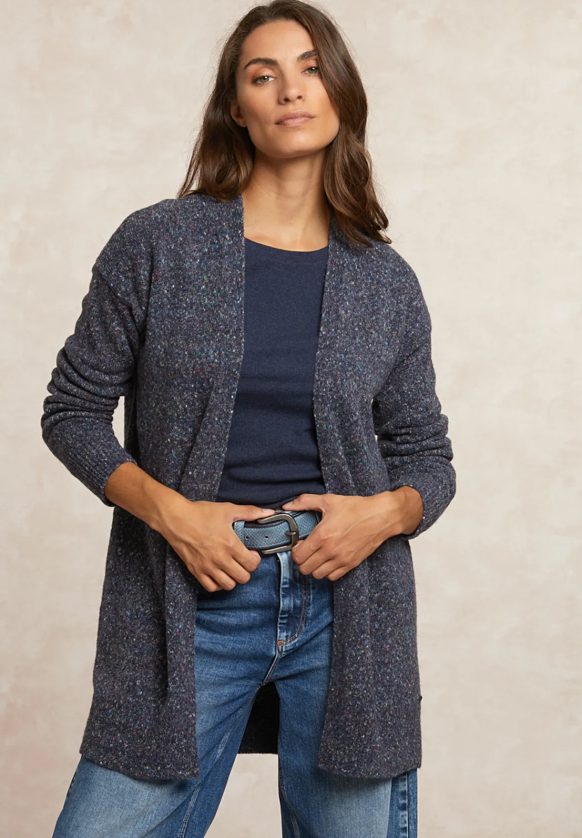 Online River Woods Lange gestipte V-hals cardigan blauw -