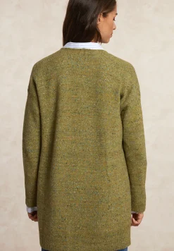 Outlet River Woods Lange gestipte V-hals cardigan olijfgroen -