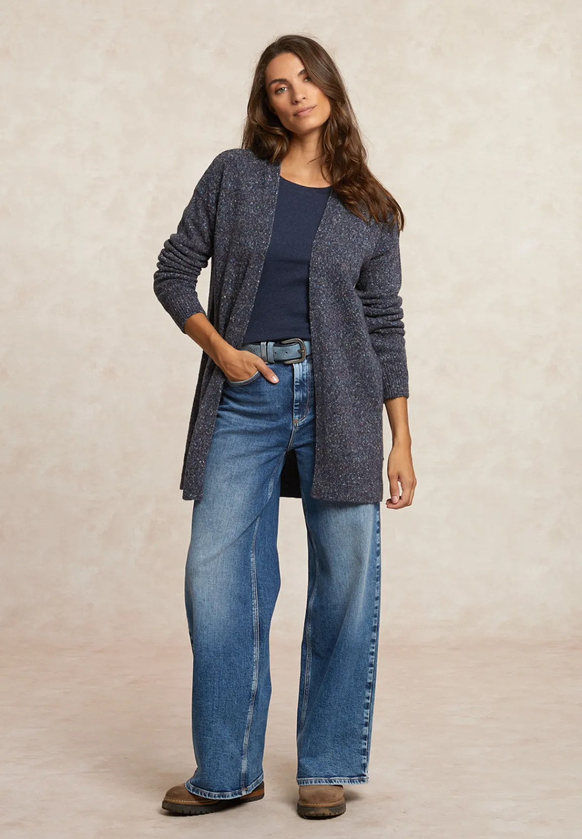 Online River Woods Lange gestipte V-hals cardigan blauw -