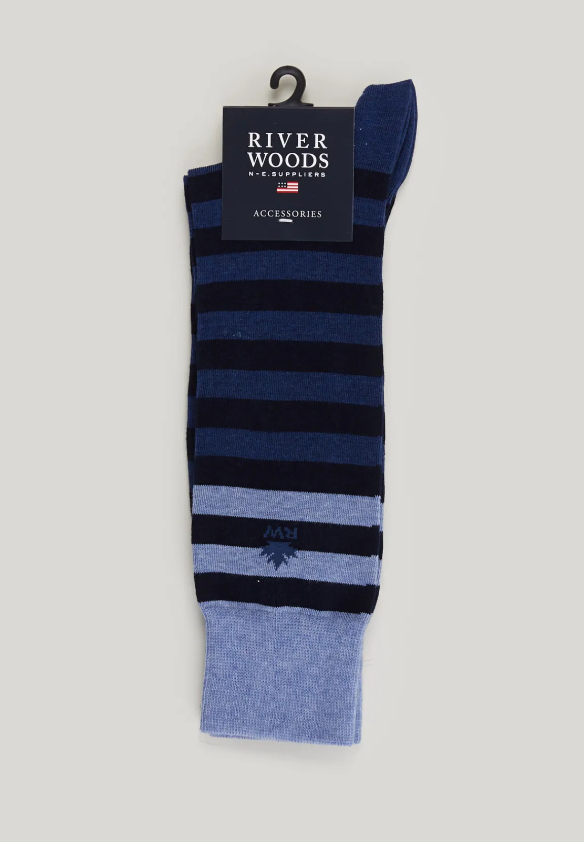 Best River Woods Lange gestreepte sokken dark chambray mix -