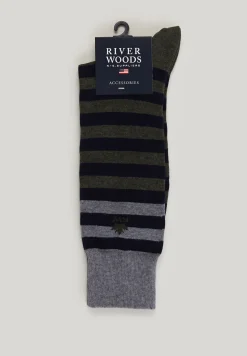 Discount River Woods Lange gestreepte sokken oxford mix -