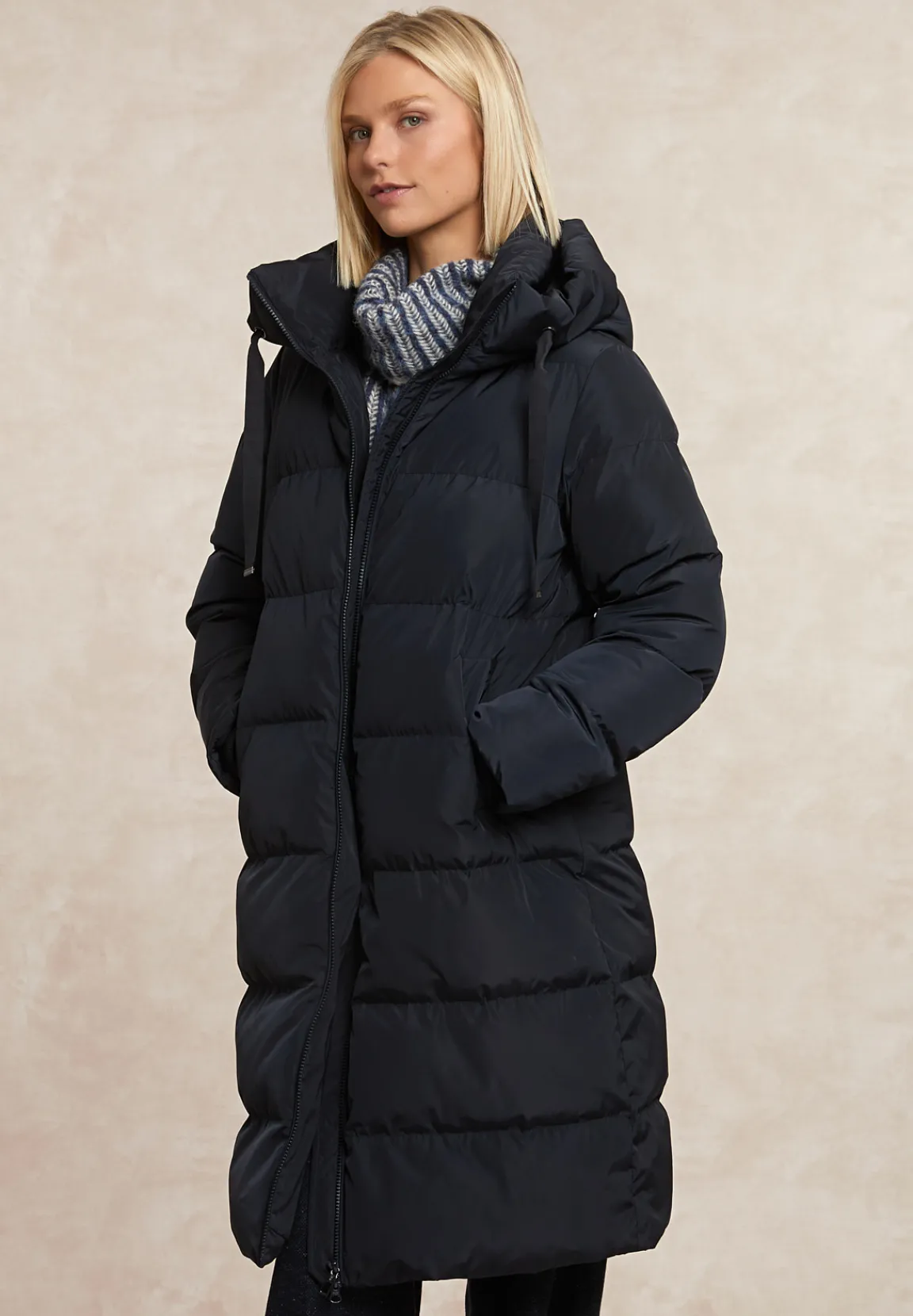 Sale River Woods Lange gewatteerde jas met capuchon navy -