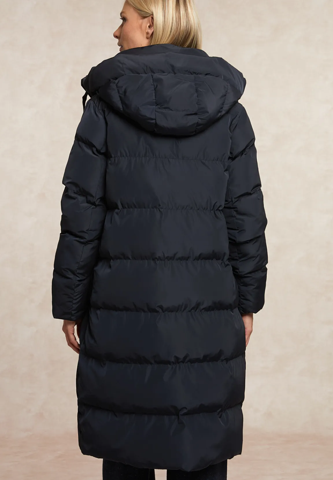 Sale River Woods Lange gewatteerde jas met capuchon navy -