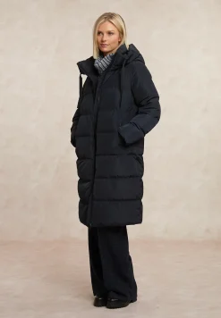 Sale River Woods Lange gewatteerde jas met capuchon navy -