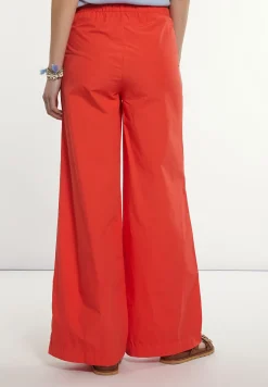 Hot River Woods Lange wijde popeline broek rood -