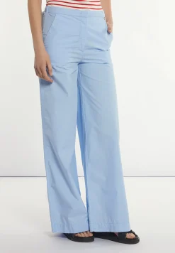 Outlet River Woods Lange wijde popeline broek blauw -