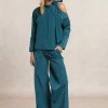 New River Woods Lange wijde taffeta broek groen -