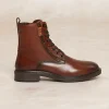 Discount River Woods Lederen enkellaarsjes met veters en ritsen bruin -