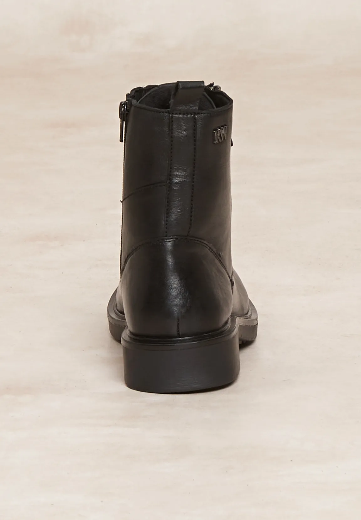 Clearance River Woods Lederen enkellaarsjes met veters en ritsen zwart -