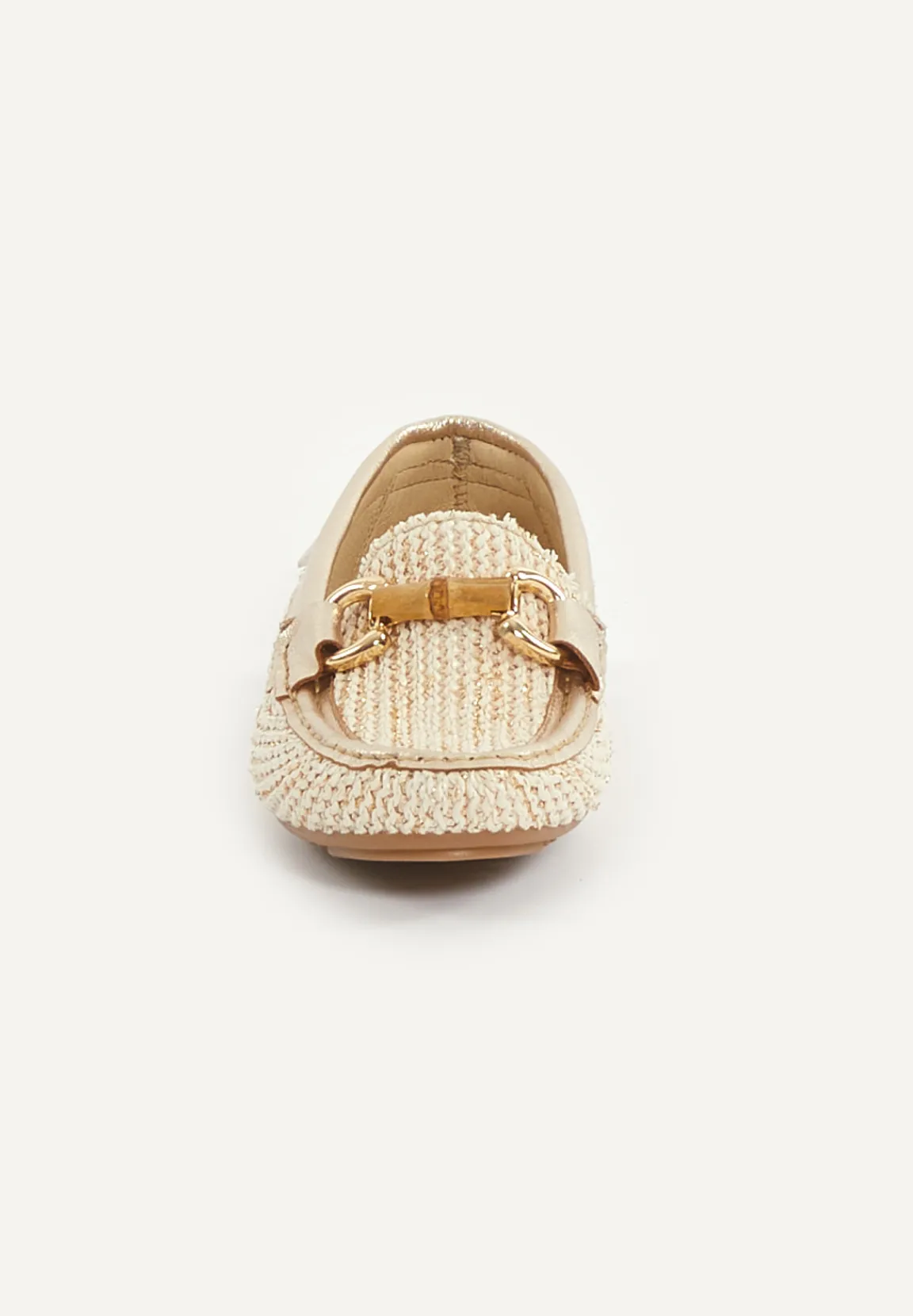 New River Woods Lederen gevlochten loafers écru -